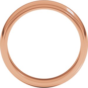 14K Yellow Or White Or Rose Gold Milgrain Stepped-Edge Half Round Band