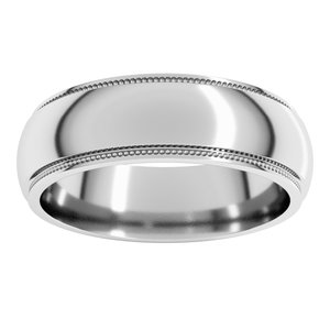14K Yellow Or White Or Rose Gold Milgrain Stepped-Edge Half Round Band