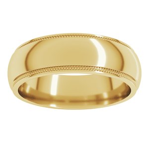 14K Yellow Or White Or Rose Gold Milgrain Stepped-Edge Half Round Band