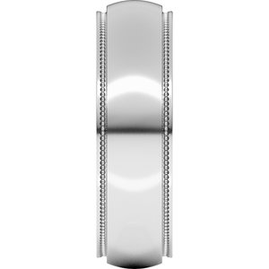 14K X1 White Gold Milgrain Stepped-Edge Half Round Band