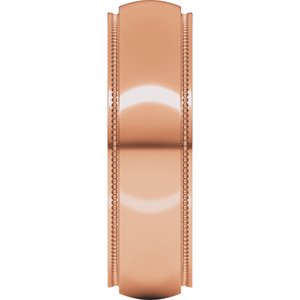 14K Yellow Or White Or Rose Gold Milgrain Stepped-Edge Half Round Band