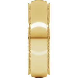 18K Yellow Or White Or Rose Gold Milgrain Stepped-Edge Half Round Band