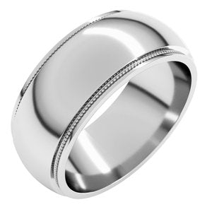 14K Yellow Or White Or Rose Gold Milgrain Stepped-Edge Half Round Band