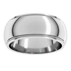 10K Yellow Or White Or Rose Gold Milgrain Stepped-Edge Half Round Band