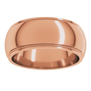14K Yellow Or White Or Rose Gold Milgrain Stepped-Edge Half Round Band