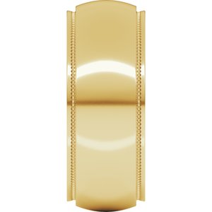 18K Yellow Or White Or Rose Gold Milgrain Stepped-Edge Half Round Band