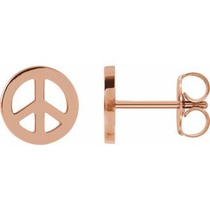 14K Rose Gold Tiny Peace Earrings