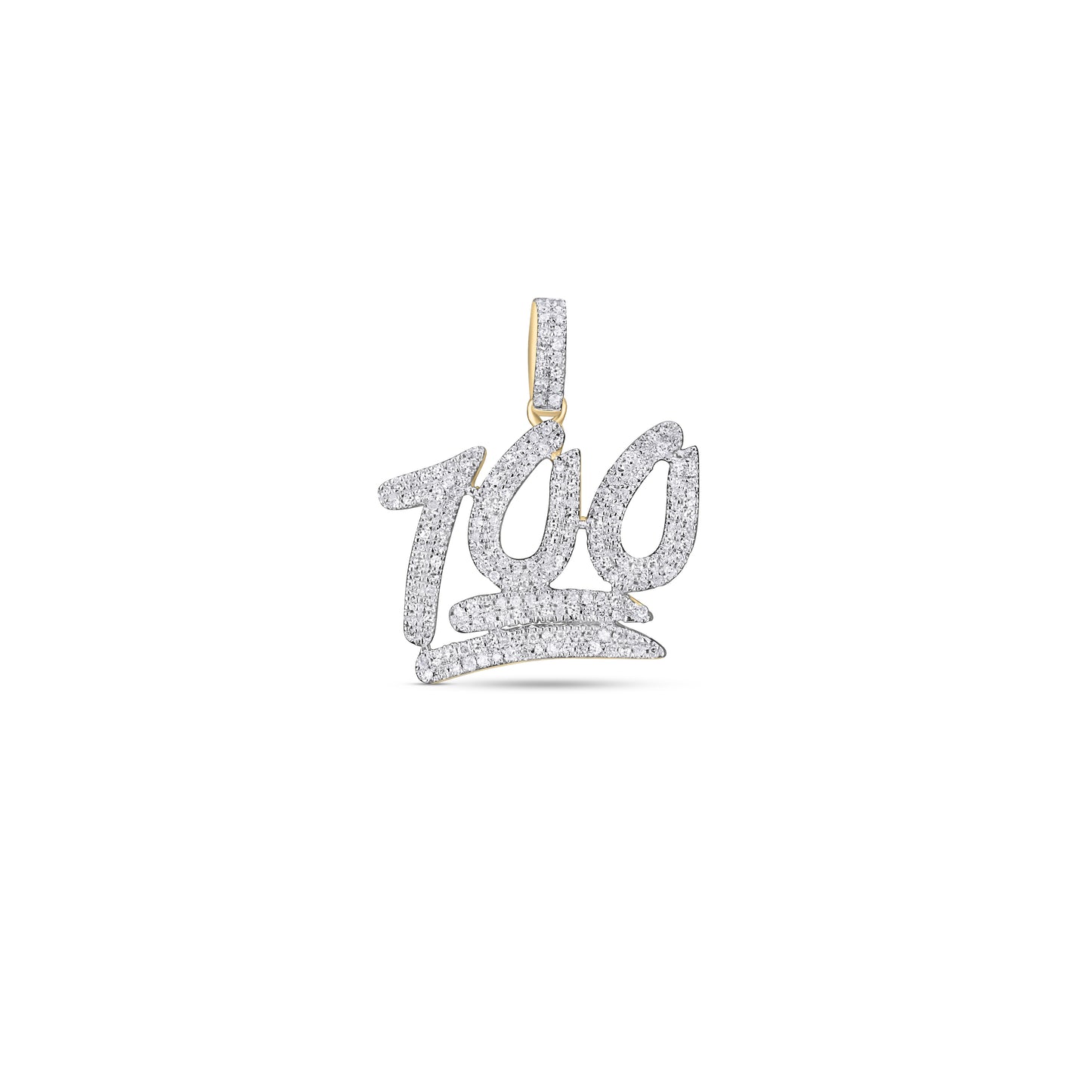 10K Yellow Gold 0.31-0.44 Cttw Diamond "100" Charm