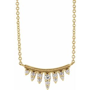 14K Yellow Gold Round G-H I1 1/6 Ctw Natural Diamond Bar Necklace, Length: 18 In