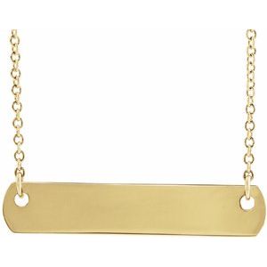 18K Yellow Gold-Plated Sterling Silver 26 X 4.7 Mm 16 In Polished Engravable Bar Necklace
