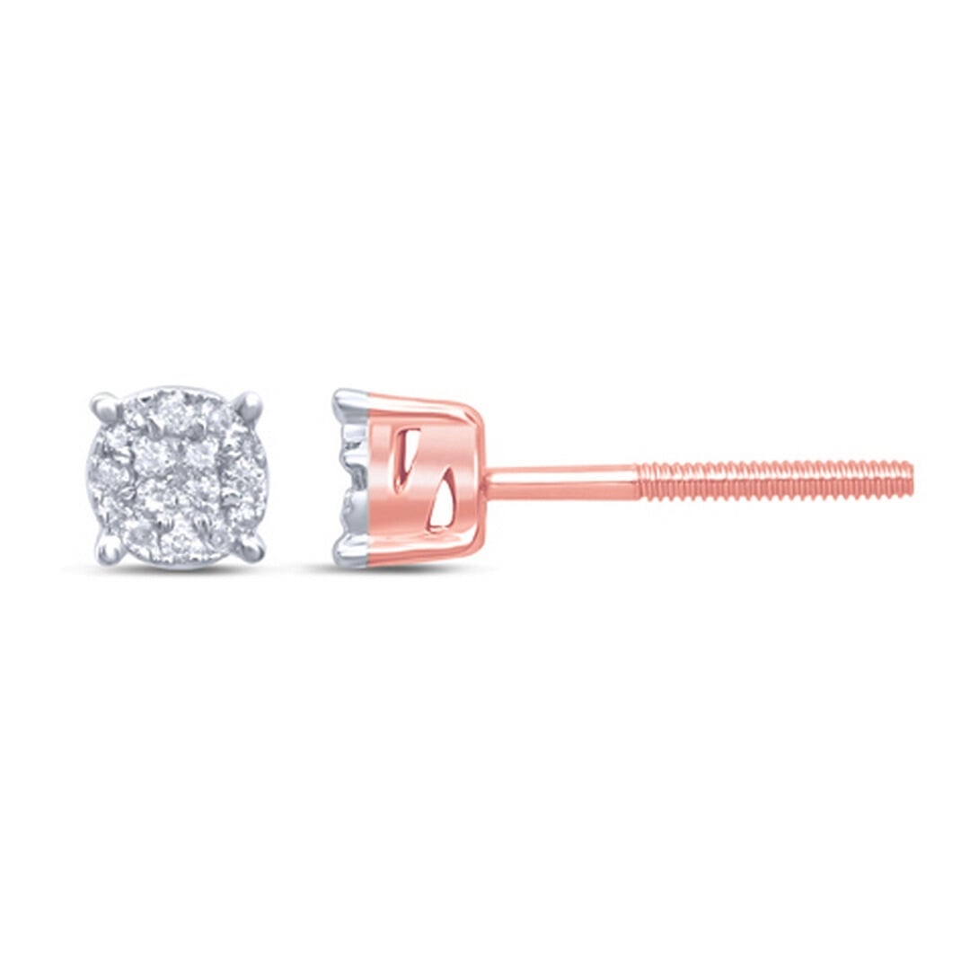 10K Rose Gold 0.10-0.12 Cttw Diamond Super Flower Earring