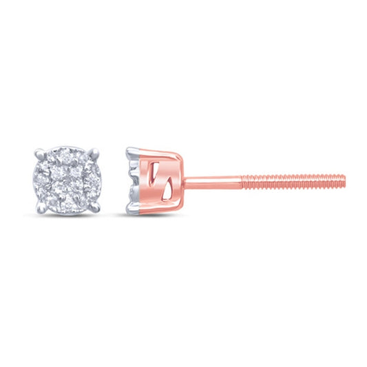 10K Rose Gold 0.10-0.12 Cttw Diamond Super Flower Earring