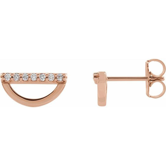 14K Rose Gold 1.2 Mm Round Friction Back Polished 1/10 Ctw Natural Diamond Geometric Earrings