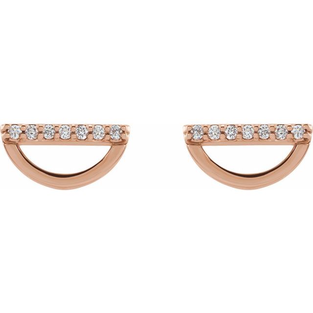 14K Rose Gold 1.2 Mm Round Friction Back Polished 1/10 Ctw Natural Diamond Geometric Earrings