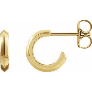 14K Yellow Gold Pair Knife-Edge Hoop Earrings, Length: 10 Mm, Thickness: 2 Mm
