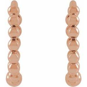 14K Rose Gold Pair Beaded Hoop Earrings, Length: 11 Mm, Thickness: 2 Mm