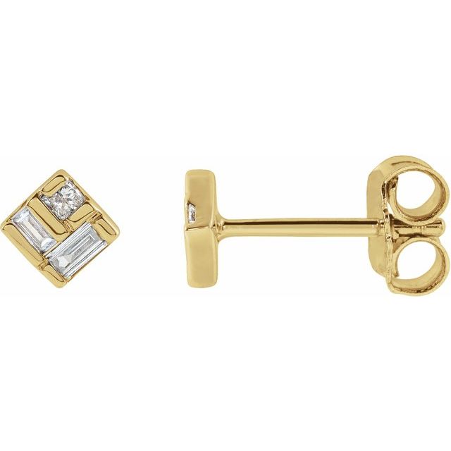 14K Yellow Or White Gold Straight Baguette 2.7 X 1.4 Mm Friction Back Polished 1/6 Ctw Natural Diamond Earrings