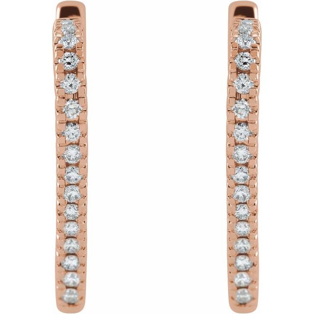 14K White Or Rose Gold 23 X 2.3 Mm Pair Hinged Polished 5/8 Ctw Natural Diamond Inside-Outside Heart Earrings