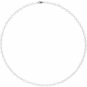 14K White Gold Round Cable Chain, Length: 18 In, Width: 3.5 Mm