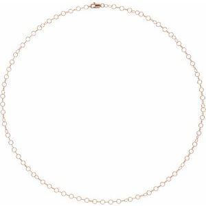 14K Rose Gold Round Cable Chain, Length: 16 In, Width: 3.5 Mm