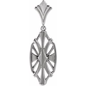 14K White Gold 28 X 9 Mm Polished Geometric Pendant
