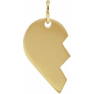 14K Yellow Gold Right 17 X 10 Mm Polished Broken Heart Pendant