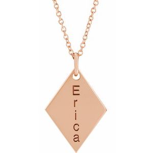 14K Rose Gold  Diamond-Shaped Necklace, Length: 18 In