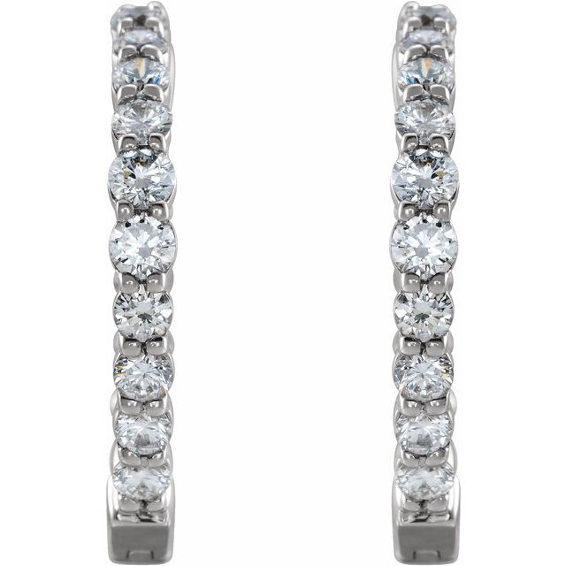 14K Yellow Or White Gold I1, G-H Hinged Polished Natural Diamond Inside-Outside Hoop Earrings