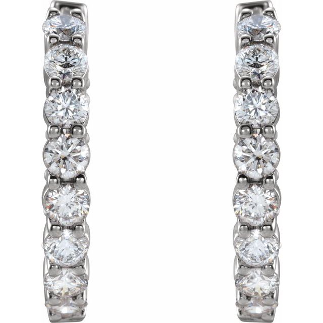14K Yellow Or White Gold Vs, F+ Hinged Polished Lab-Grown Diamond Inside-Outside Hoop Earrings
