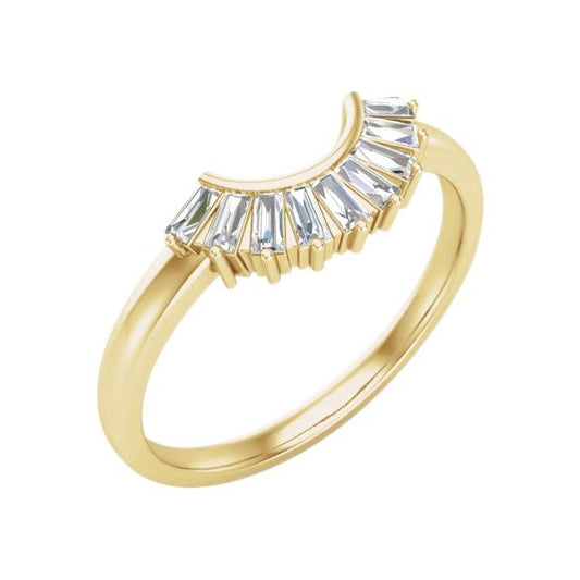 14K Yellow Or White Or Rose Gold Tapered Baguette 2.6 X 1.3 X 1.1 Mm Polished 1/4 Ctw Natural Diamond Contour Band, Size 7