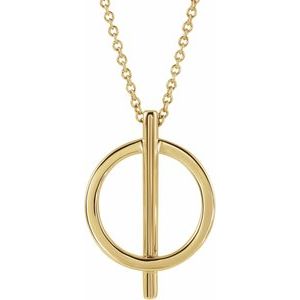 14K Yellow Gold 20 X 14 Mm 16-18 In Polished Negative Space Circle Necklace