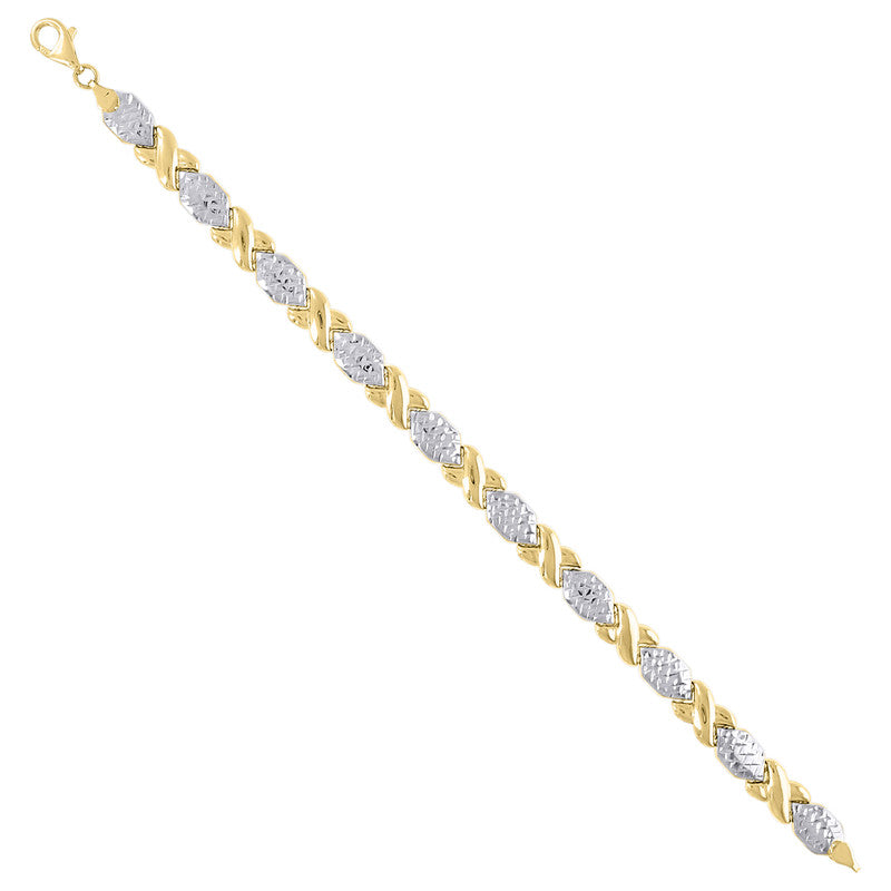 10kt Two-tone Gold Womens Stampato Bracelet Size 8 Inches