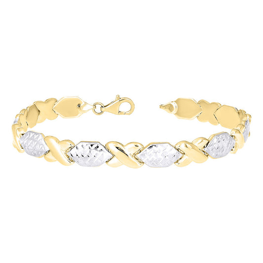 10kt Two-tone Gold Womens Stampato Bracelet Size 8 Inches
