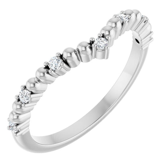 14K White Or Yellow Gold Round 1.5 Mm Polished 1/10 Ctw Natural Diamond Curved V Contour Band, Size 7