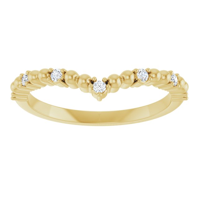 14K White Or Yellow Gold Round 1.5 Mm Polished 1/10 Ctw Natural Diamond Curved V Contour Band, Size 7