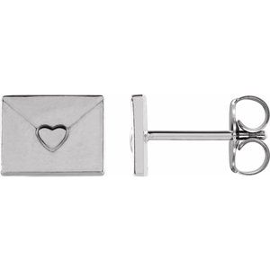 14K White Gold Tiny Envelope Earrings