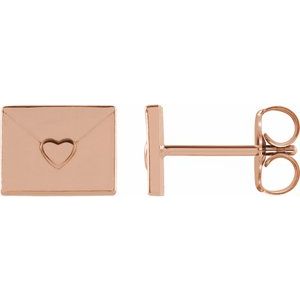 14K Rose Gold Tiny Envelope Earrings