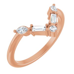 14K Rose Gold Natural Diamond Natural Diamond Polished 1/4 Ctw Natural Diamond Multi-Stone V Bar Ring Size 7