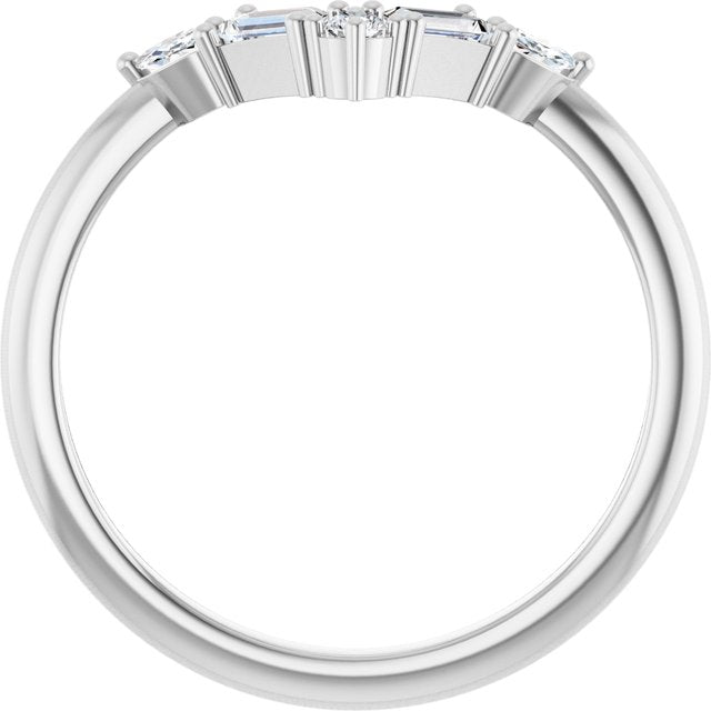 14K Yellow Or White Gold Marquise Polished 1/4 Ctw Natural Diamond Multi-Stone V Bar Ring, Size 7