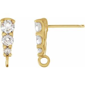 14K Yellow Gold Round Polished .07 Ctw Natural Diamond Graduated Earring Top