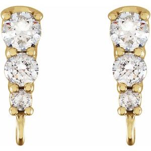 14K Yellow Gold Round Polished .07 Ctw Natural Diamond Graduated Earring Top