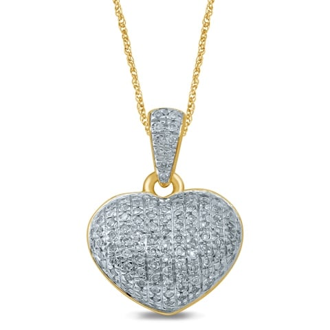 10K Yellow Gold 0.19-0.22 Cttw Diamond Heart Charms