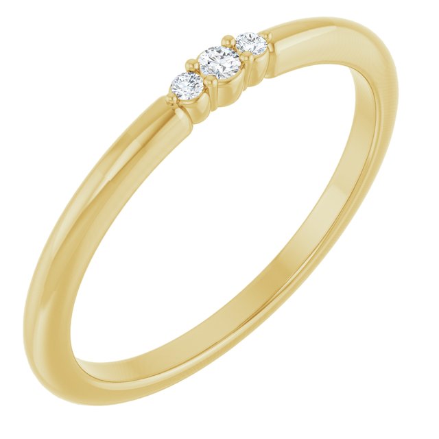 14K Rose Or Yellow Gold Round 1.7 Mm Polished .03 Ctw Natural Diamond Stackable Ring, Size 7