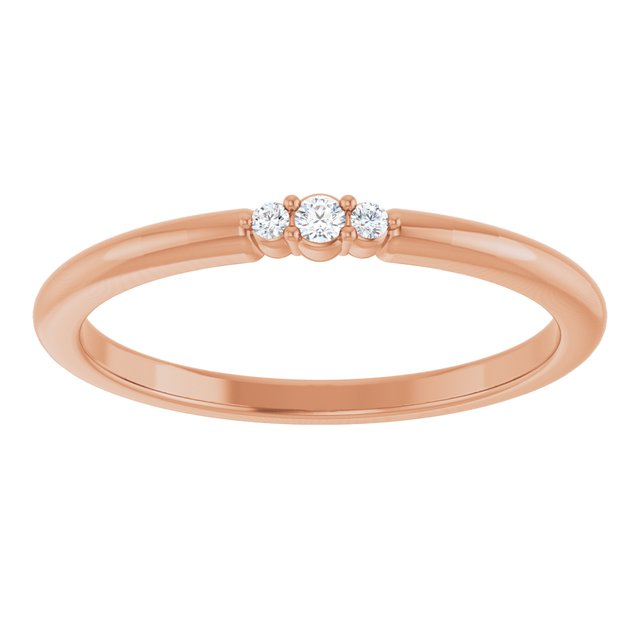 14K Rose Or Yellow Gold Round 1.7 Mm Polished .03 Ctw Natural Diamond Stackable Ring, Size 7