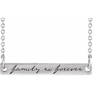 Sterling Silver Family Is Forever 35 X 6 Mm 18 In Semi-Polished Engraved "Family Is Forever" Bar Necklace