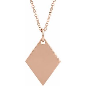 14K Rose Gold  Diamond-Shaped Necklace, Length: 18 In