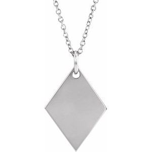Sterling Silver  Diamond-Shaped Necklace, Length: 18 In
