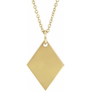 14K Yellow Gold  Diamond-Shaped Necklace, Length: 18 In