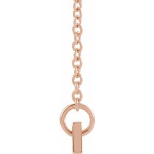 14K Rose Gold Family Is Forever 35 X 6 Mm 18 In Semi-Polished Engraved "Family Is Forever" Bar Necklace