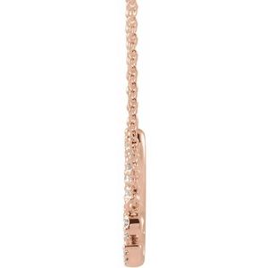 14K Rose Gold Round G-H I1 1/6 Ctw Natural Diamond Love Necklace, Length: 18 In
